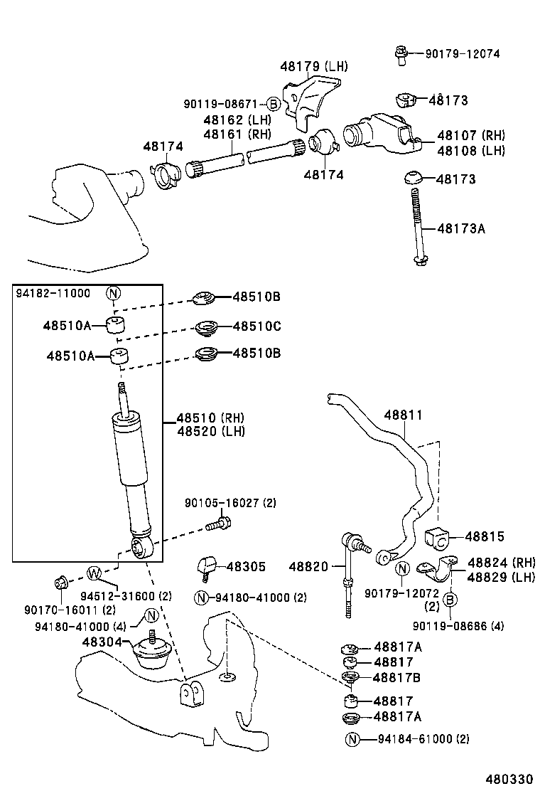 48815-35080 BUSH, FRONT STABILIZER BAR, NO.1 product image