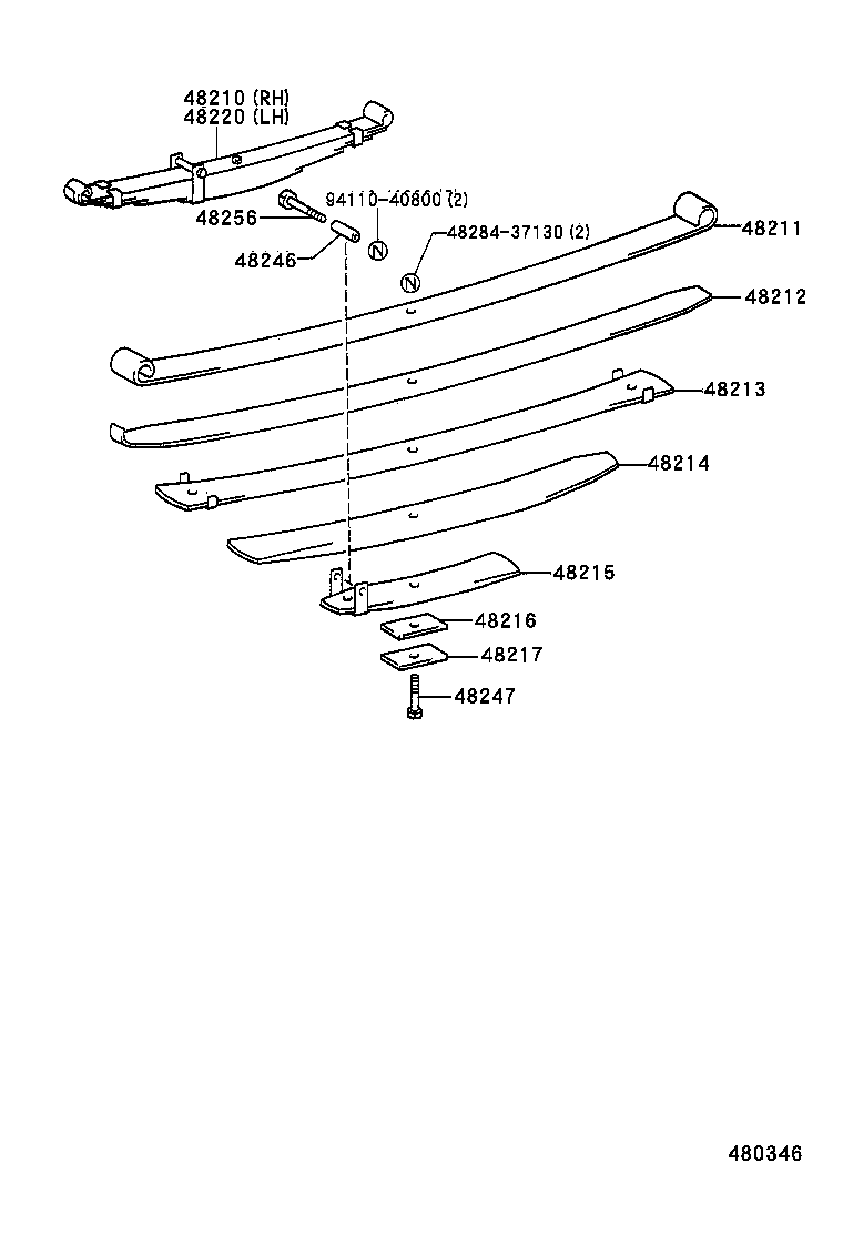 48046-36201 SEAT SUB-ASSY, SPRING U BOLT, RH product image