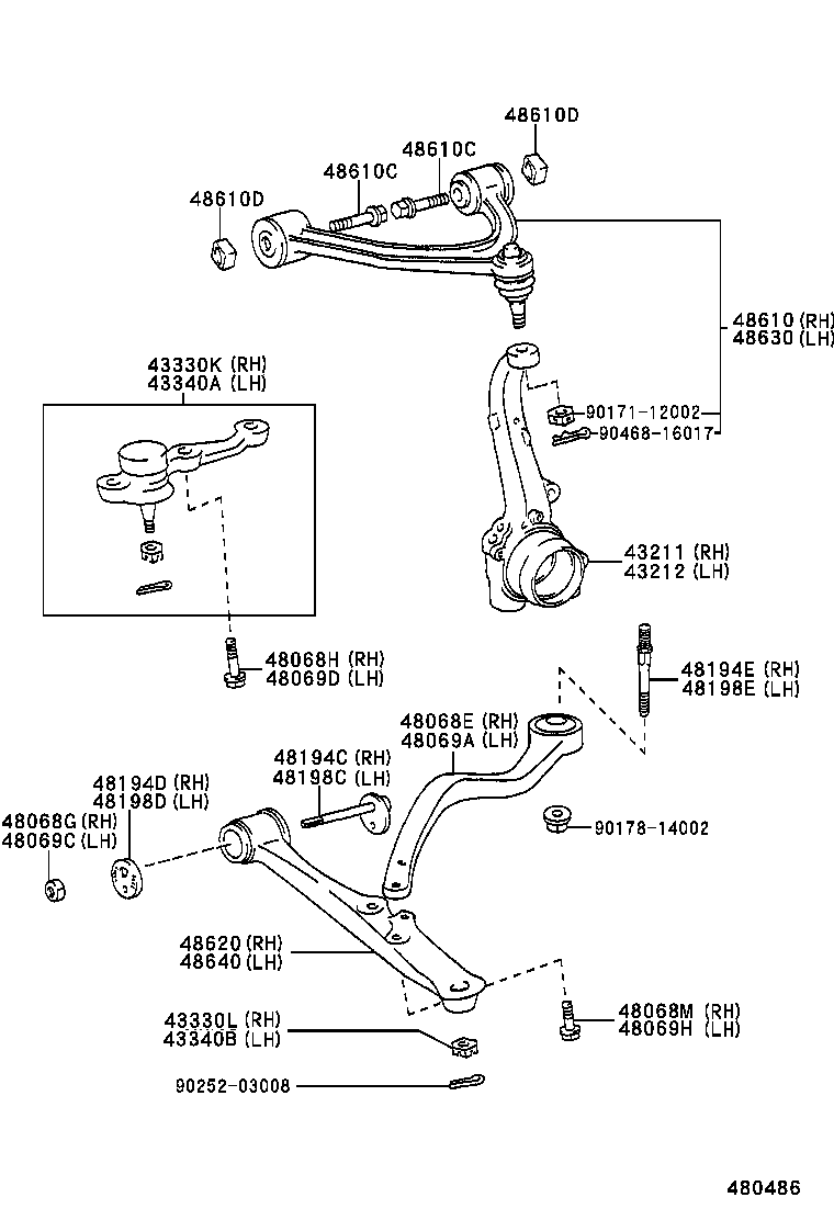 48068-30290 ARM ASSY, FRONT SUSPENSION, LOWER RH product image
