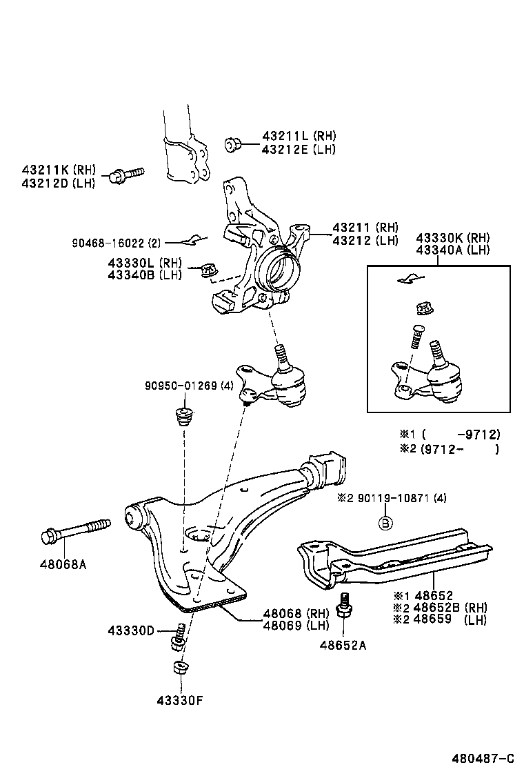 90179-10211 NUT (FOR FRONT LOWER BALL JOINT SETTING) product image