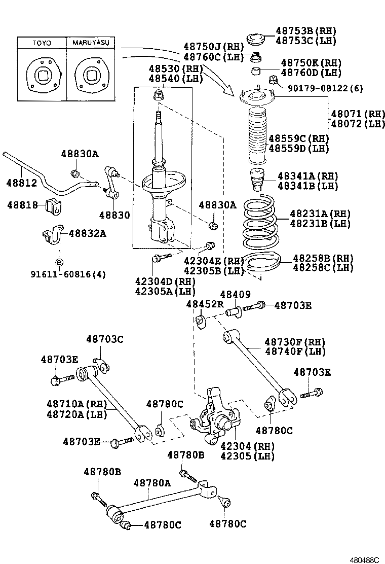 48231-13080 SPRING, COIL, REAR RH product image
