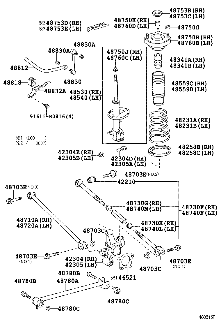 42304-05060 CARRIER SUB-ASSY, REAR AXLE, RH product image