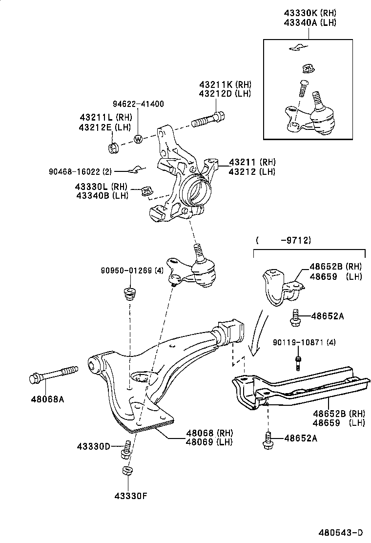 90105-15012 BOLT (FOR STEERING KNUCKLE RH) product image