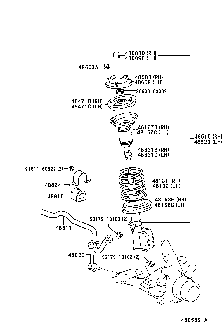 48131-33390 SPRING, FRONT COIL, RH product image