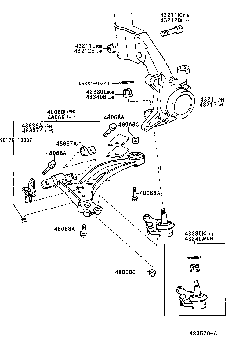 48069-06050 ARM SUB-ASSY, FRONT SUSPENSION, LOWER NO.1 LH product image