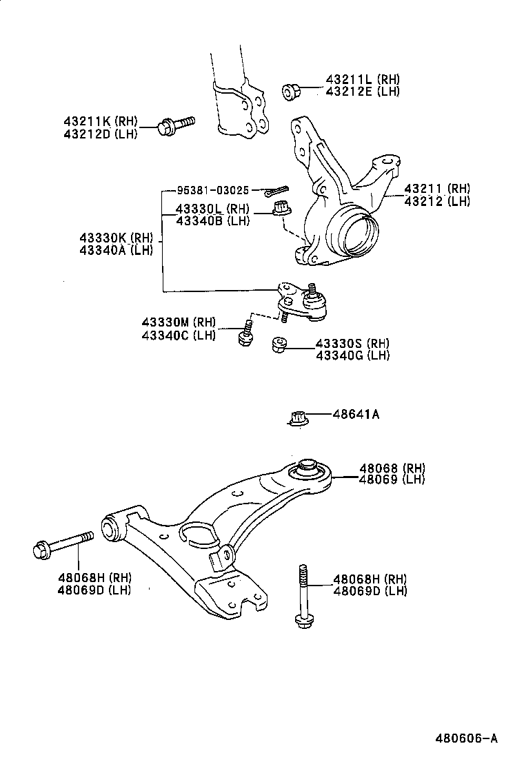 48069-32081 ARM SUB-ASSY, FRONT SUSPENSION, LOWER NO.1 LH product image