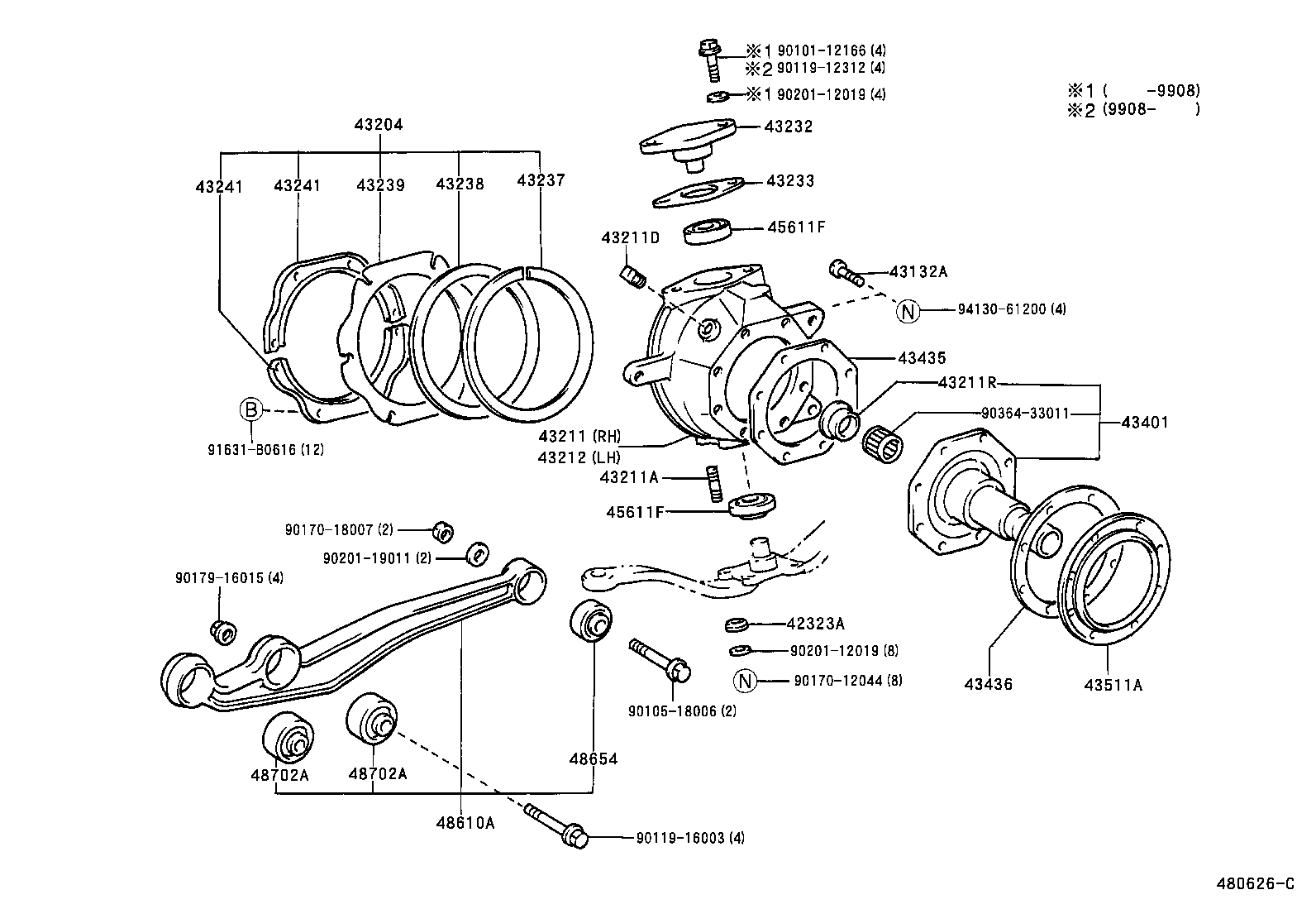 43201-60040 KNUCKLE, STEERING, RH product image
