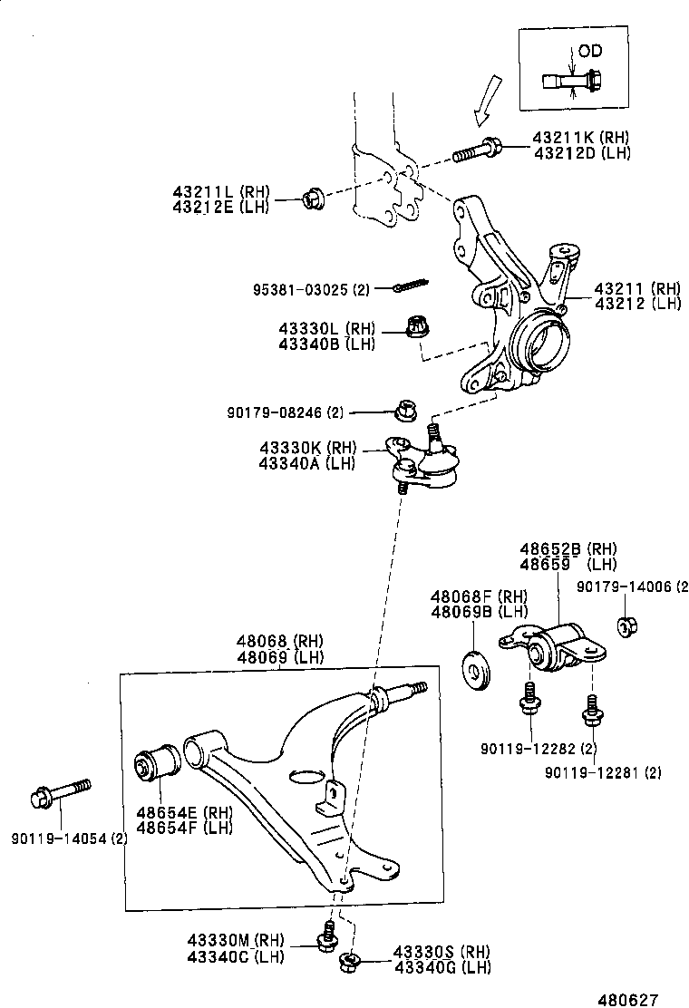 48075-42011 BRACKET, FRONT LOWER ARM, RH product image