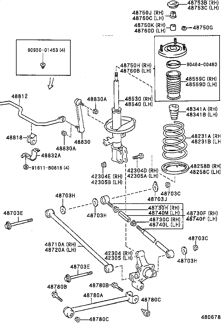42304-20180 CARRIER SUB-ASSY, REAR AXLE, RH product image