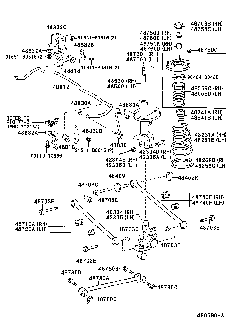 04483-21081 SHACKLE KIT, REAR SPRING, RH product image