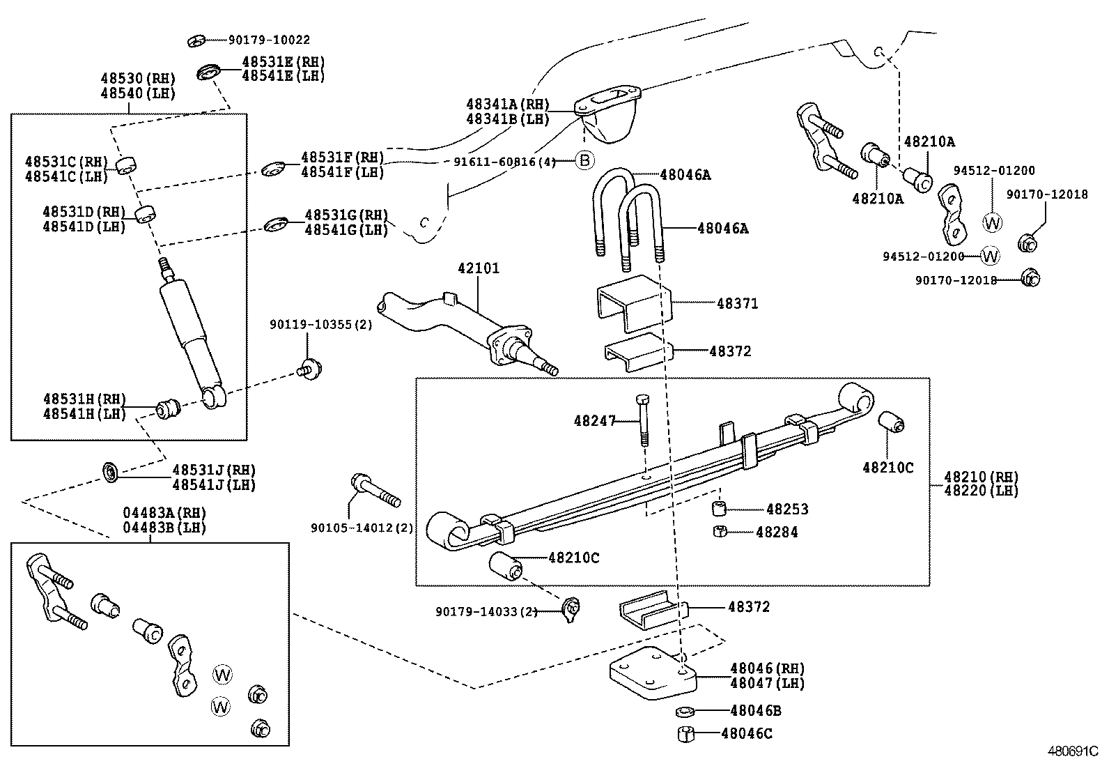04483-21081 SHACKLE KIT, REAR SPRING, RH product image
