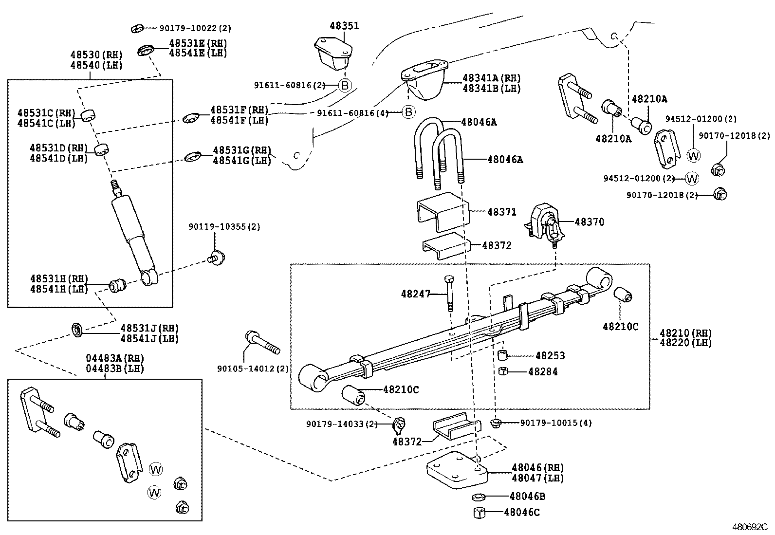 04483-21081 SHACKLE KIT, REAR SPRING, RH product image