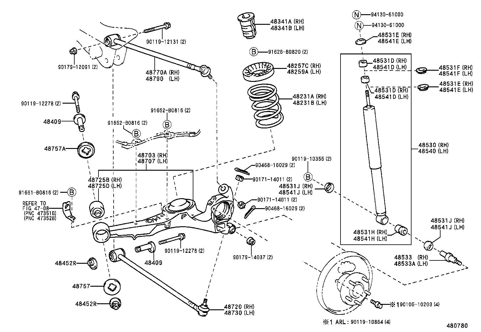 48533-42010 PIN, REAR SHOCK ABSORBER LOWER PIVOT, RH product image