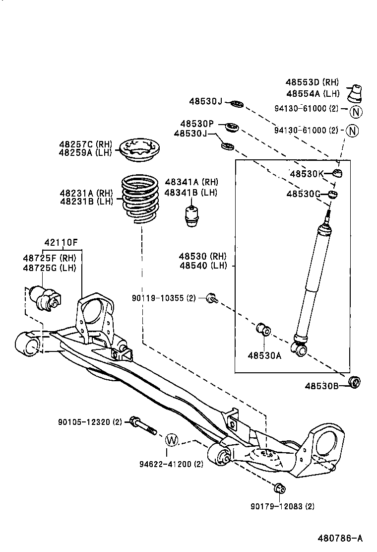 48231-44070 SPRING, COIL, REAR RH product image