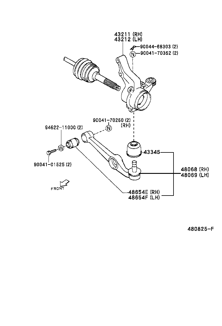 48654-87203 BUSH, FRONT LOWER ARM, NO.1 RH product image