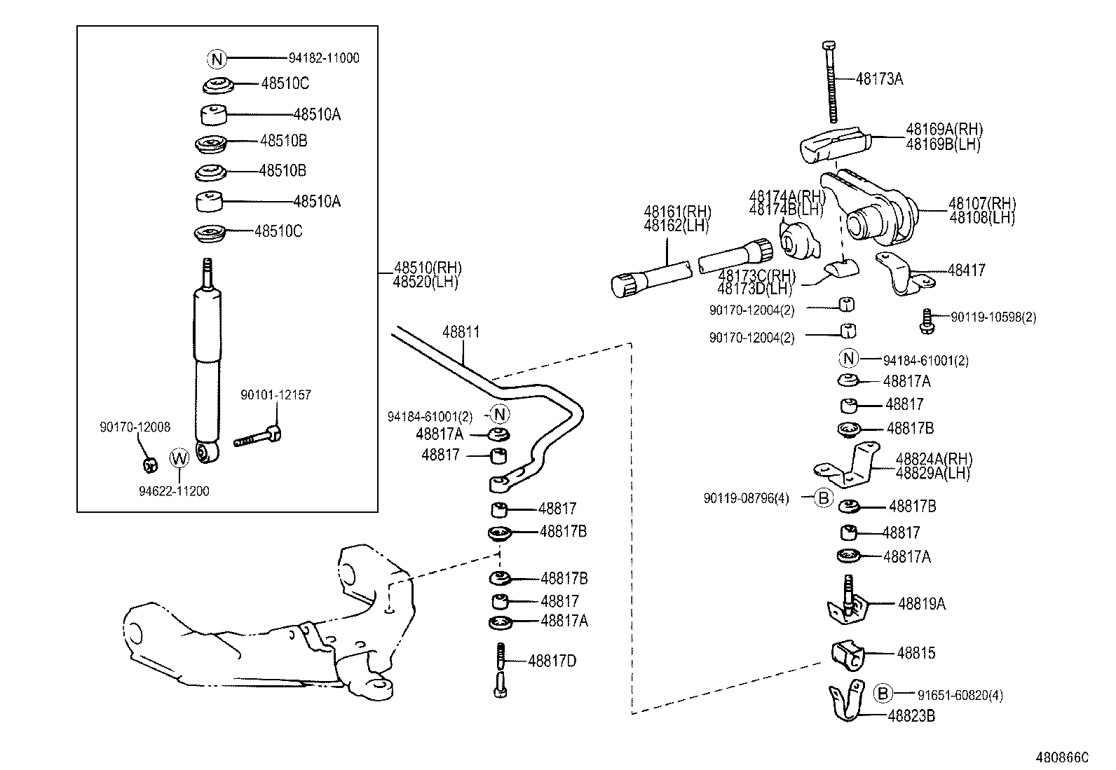 48815-26330 BUSH, FRONT STABILIZER BAR, NO.1 product image
