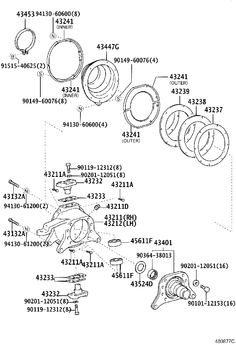 43201-37074 KNUCKLE, STEERING, RH product image