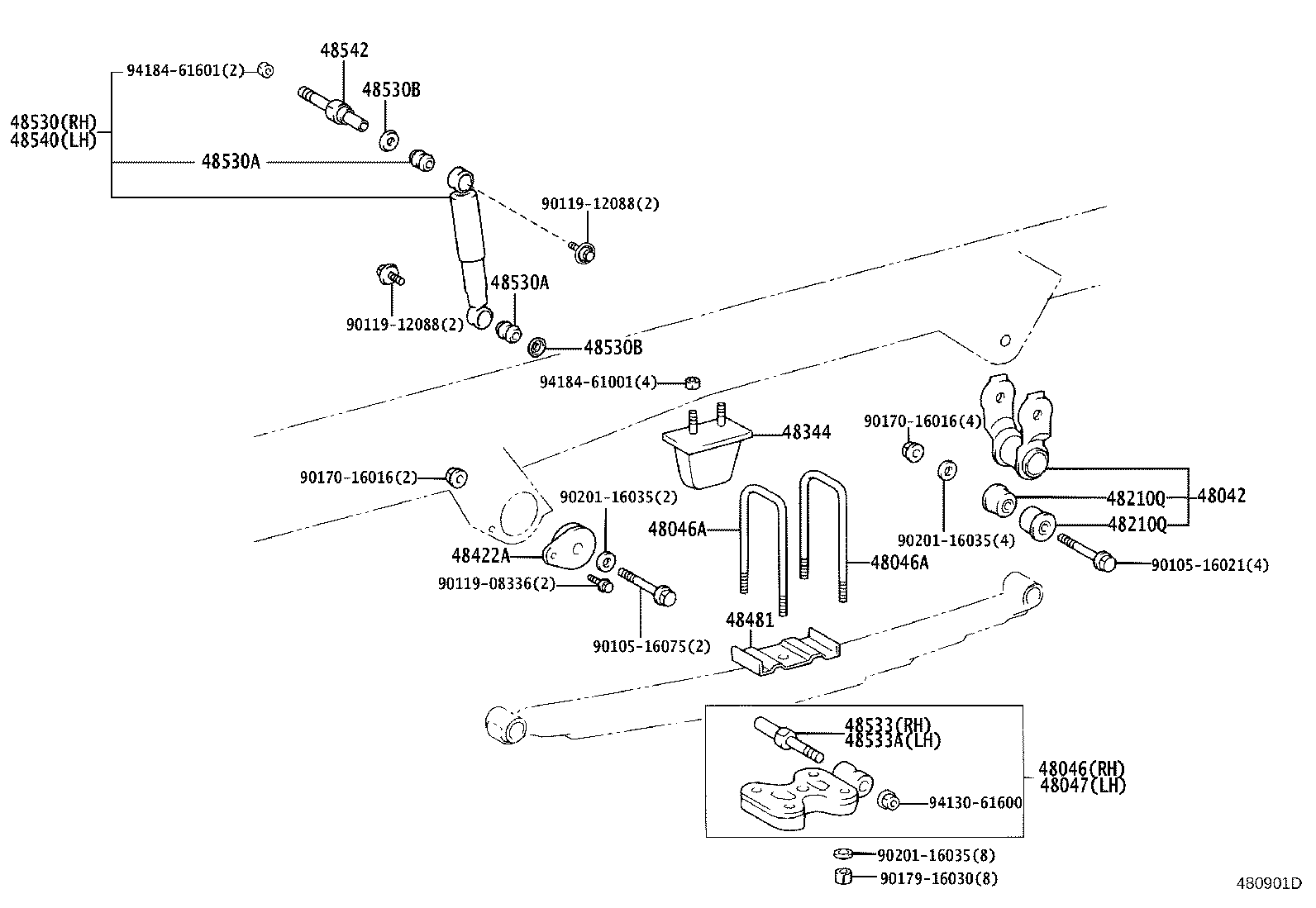 48046-37150 SEAT SUB-ASSY, SPRING U BOLT, RH product image