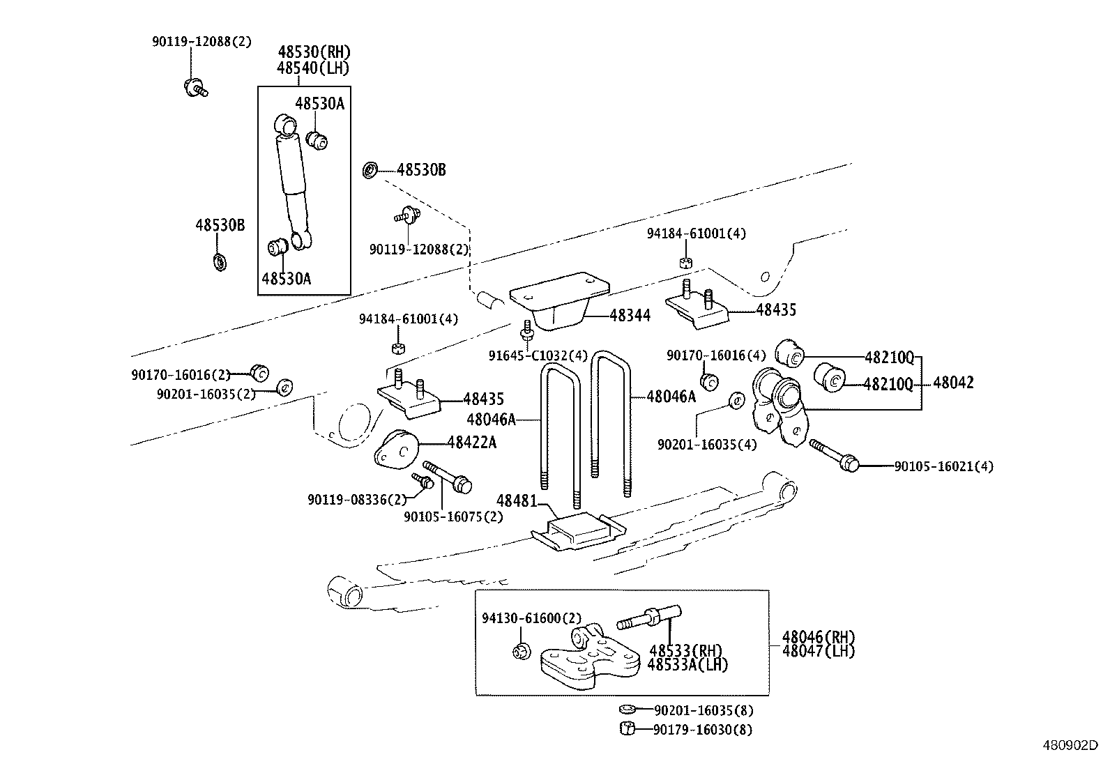 48046-37150 SEAT SUB-ASSY, SPRING U BOLT, RH product image