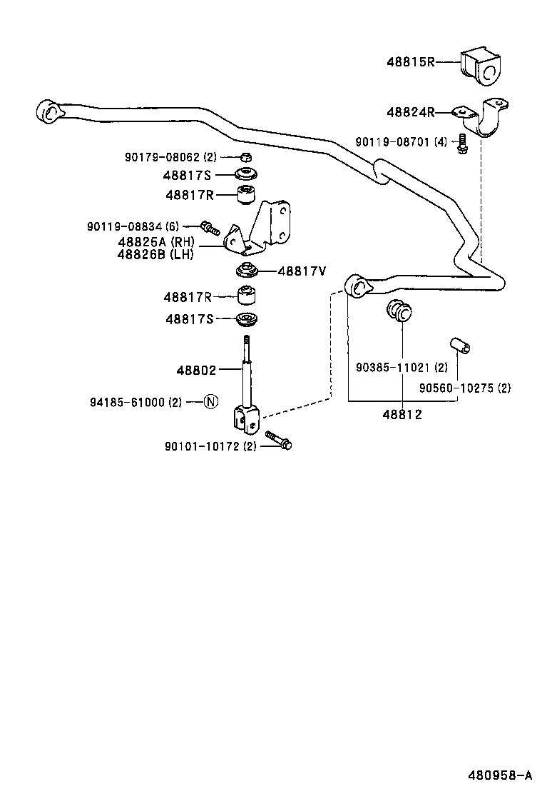 48146-60742 CASE, REAR SPRING CLIP BOLT product image