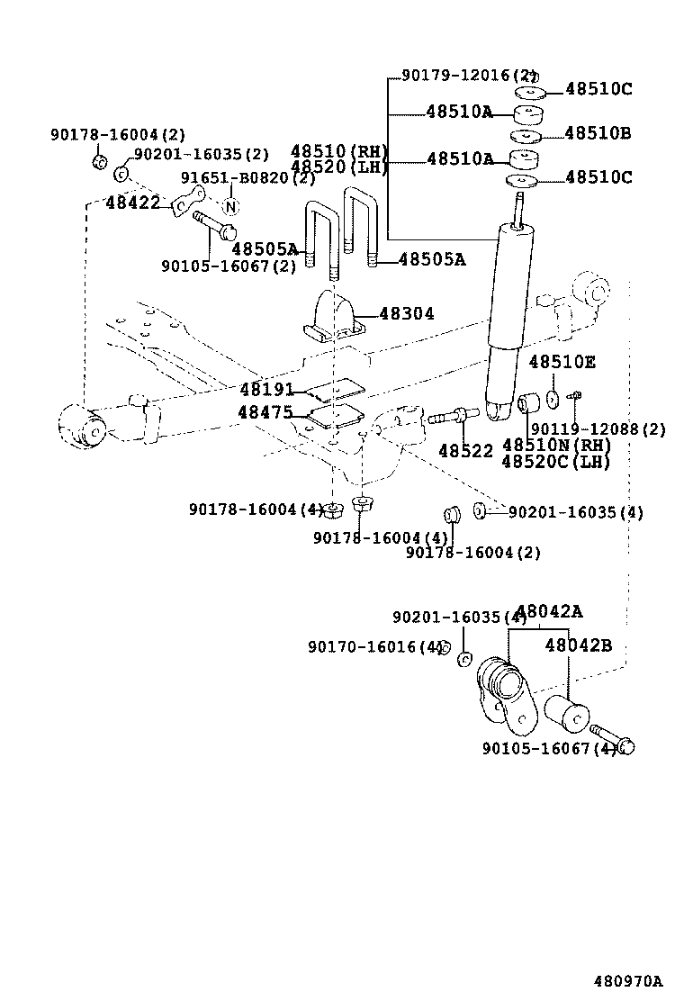 48042-37030 SHACKLE SUB-ASSY, FRONT SPRING, NO.2 product image