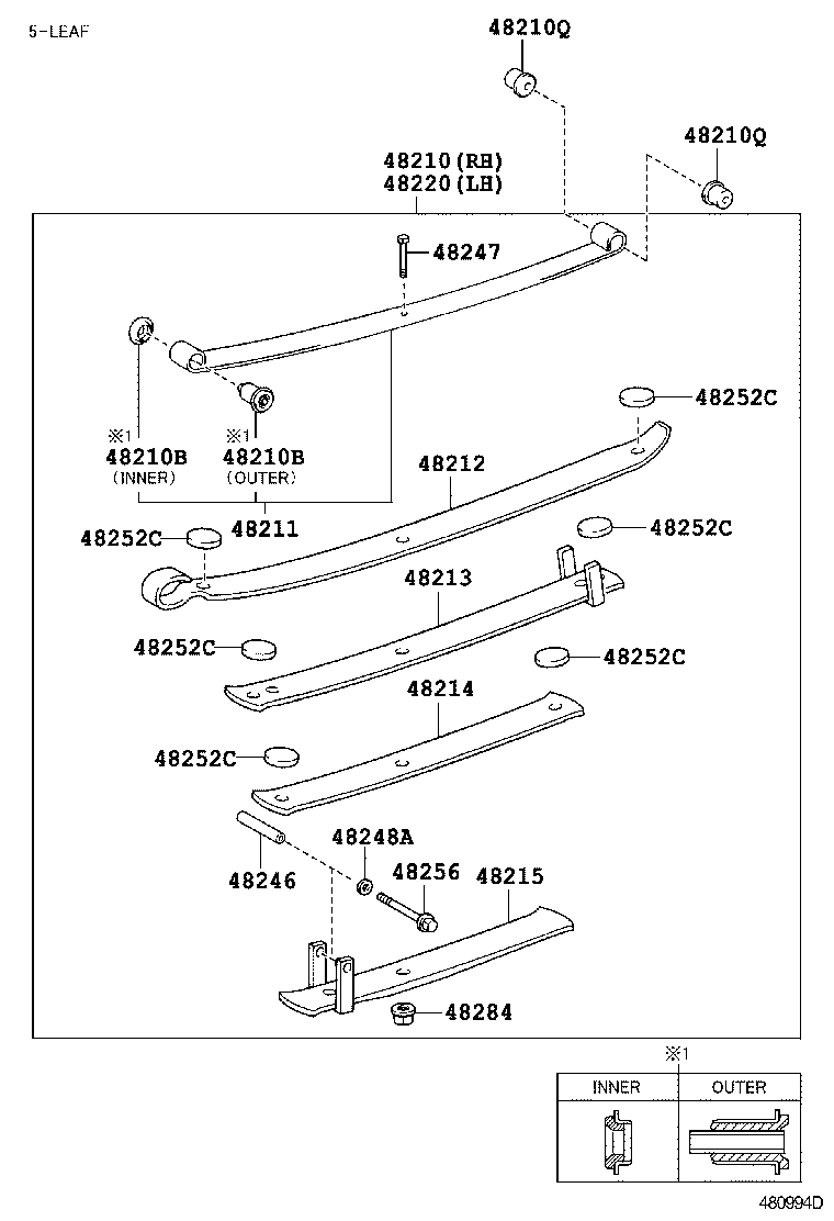 48146-60742 CASE, REAR SPRING CLIP BOLT product image