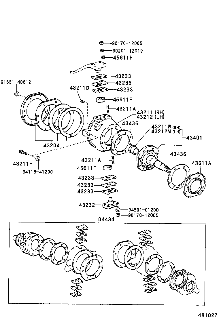 04485-35050 SHAFT KIT, FRONT SUSPENSION UPPER ARM, RH product image