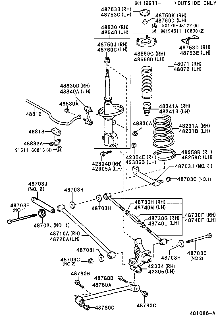 42305-02050 CARRIER SUB-ASSY, REAR AXLE, LH product image