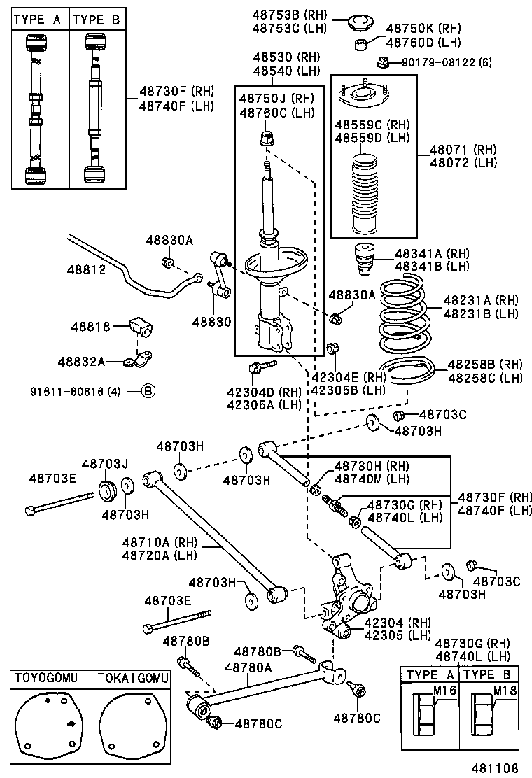 48071-12090 SUPPORT SUB-ASSY, REAR SUSPENSION, RH product image