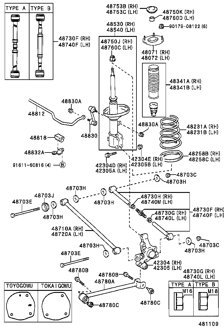 48071-12090 SUPPORT SUB-ASSY, REAR SUSPENSION, RH product image