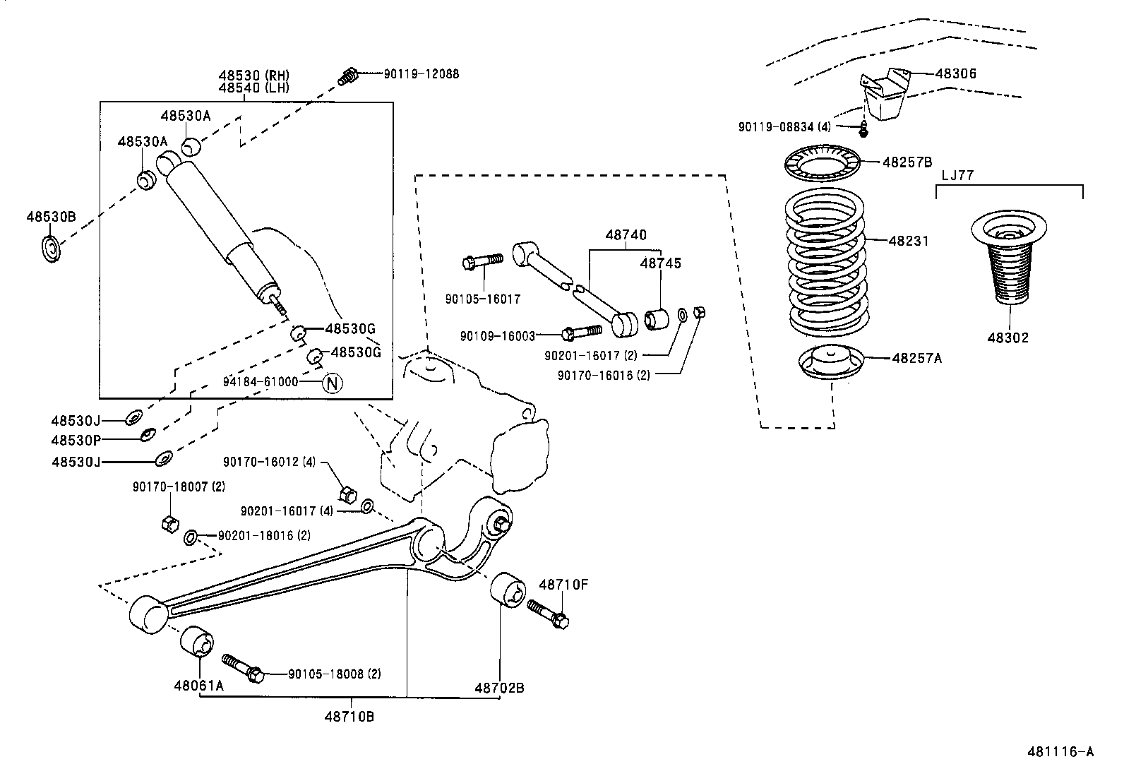 48146-60742 CASE, REAR SPRING CLIP BOLT product image