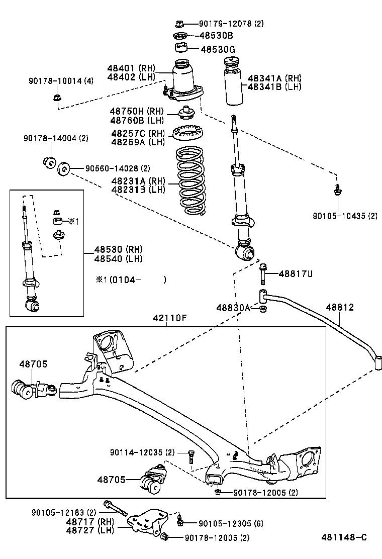 48401-47010 BRACKET SUB-ASSY, REAR SPRING, FRONT RH product image