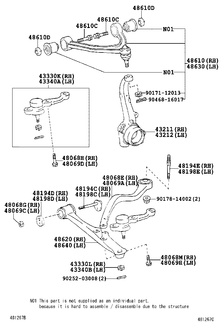 43340-39415 JOINT ASSY, LOWER BALL, FRONT LH product image