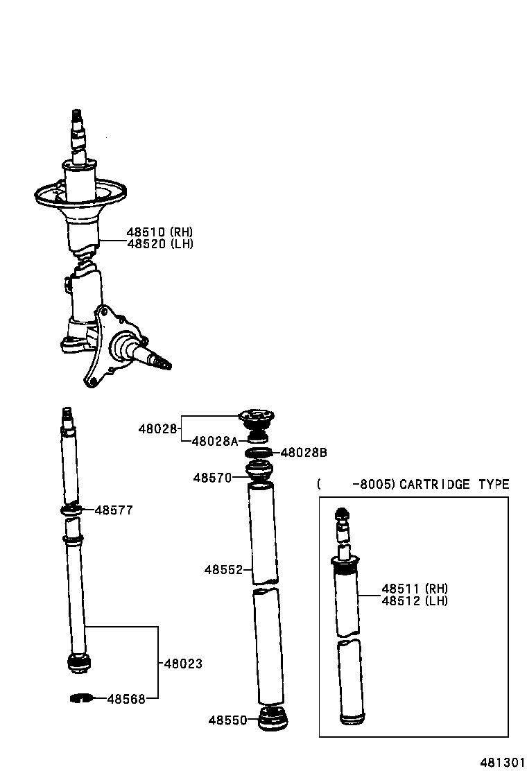 48511-10050 ABSORBER, SHOCK FRONT, RH(FOR CARTRIDGE TYPE) product image