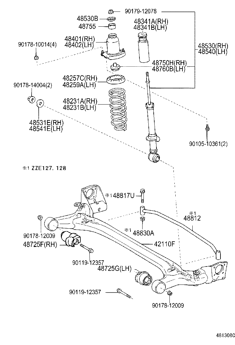 48070-12010 BRACKET ASSY, REAR SUSPENSION ARM, LH product image