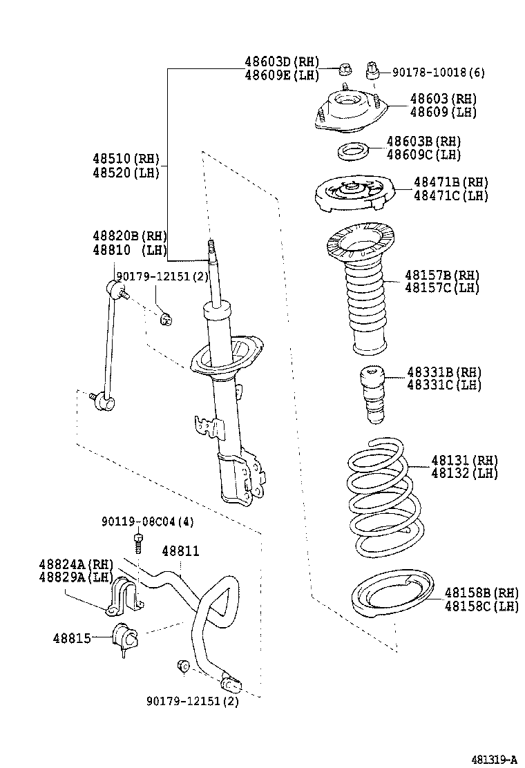 48157-32050 INSULATOR, FRONT COIL SPRING, UPPER RH product image