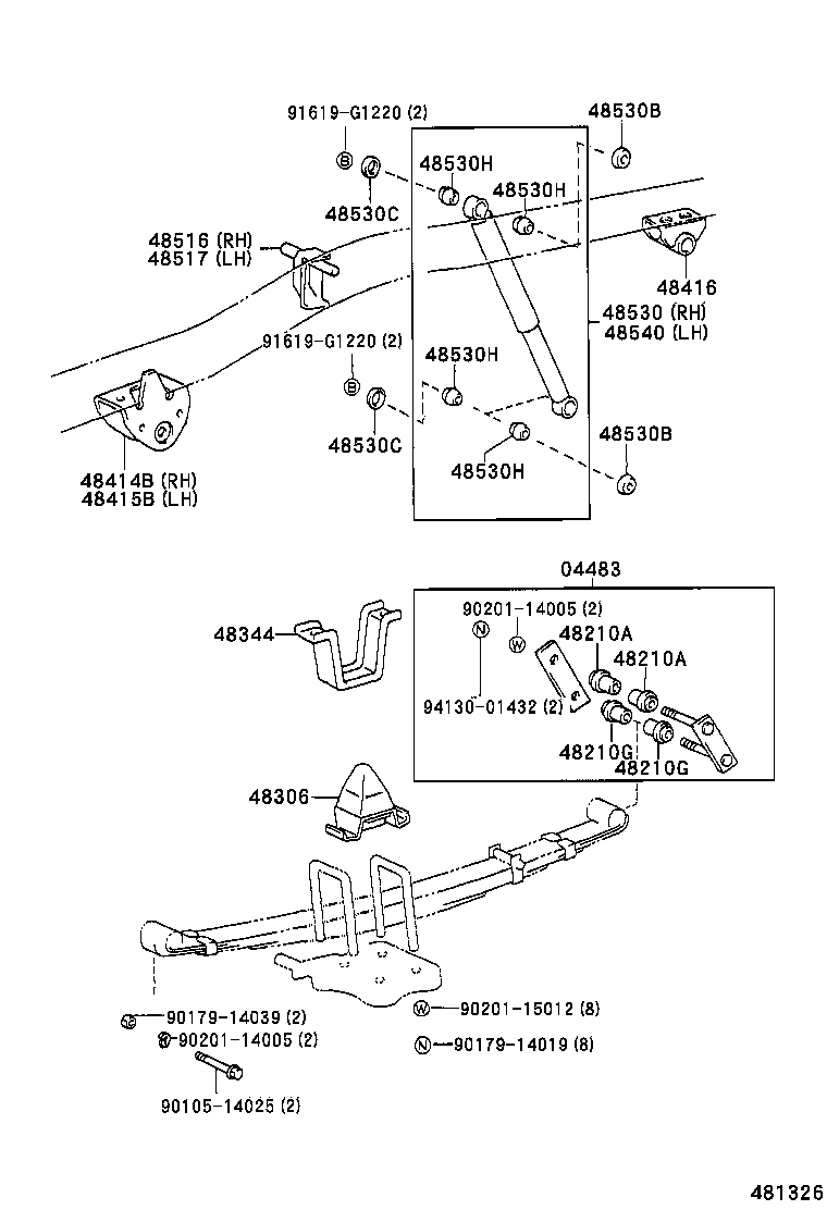 48414-35190 BRACKET, SPRING, NO.3 RH product image
