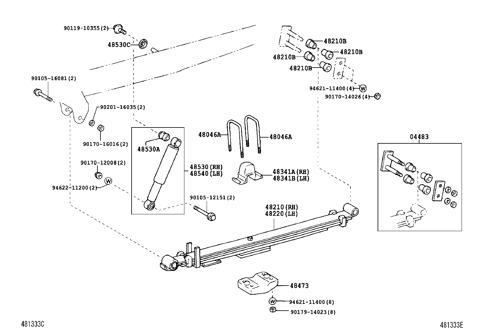 04483-25030 SHACKLE KIT, REAR SPRING product image