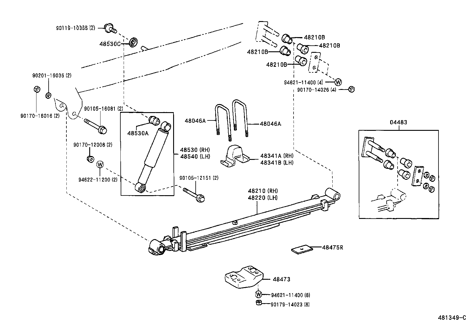04483-25030 SHACKLE KIT, REAR SPRING product image