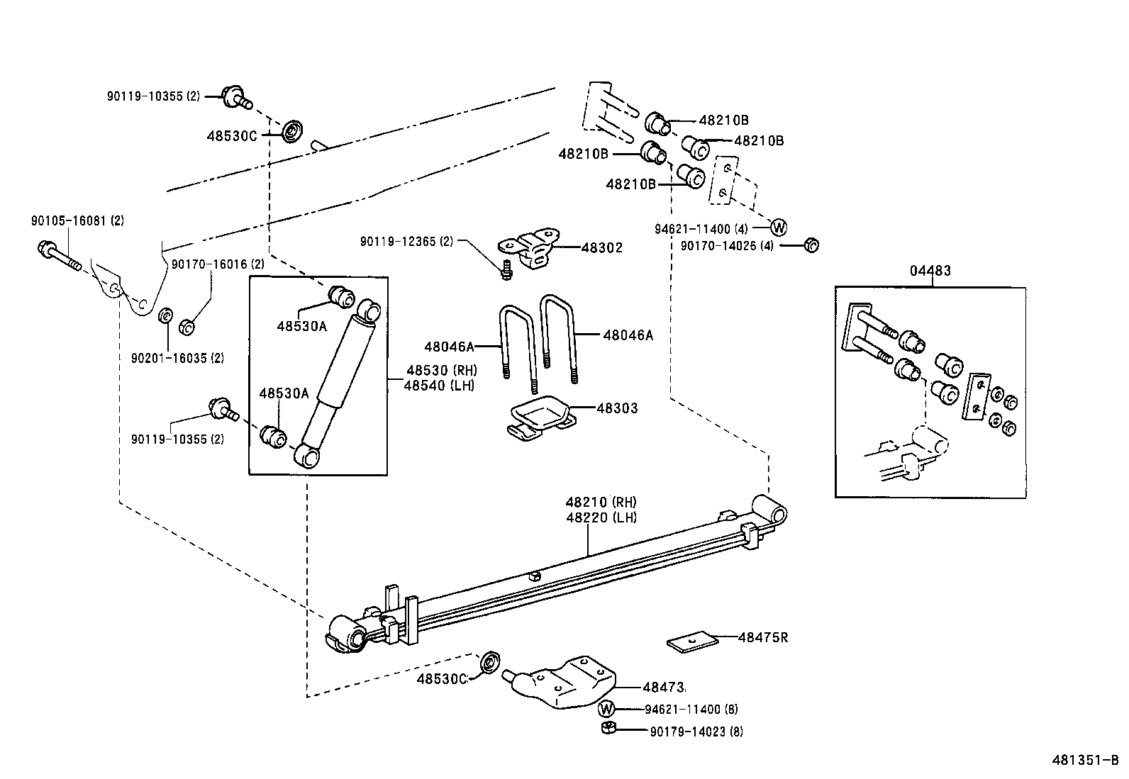 04483-25030 SHACKLE KIT, REAR SPRING product image