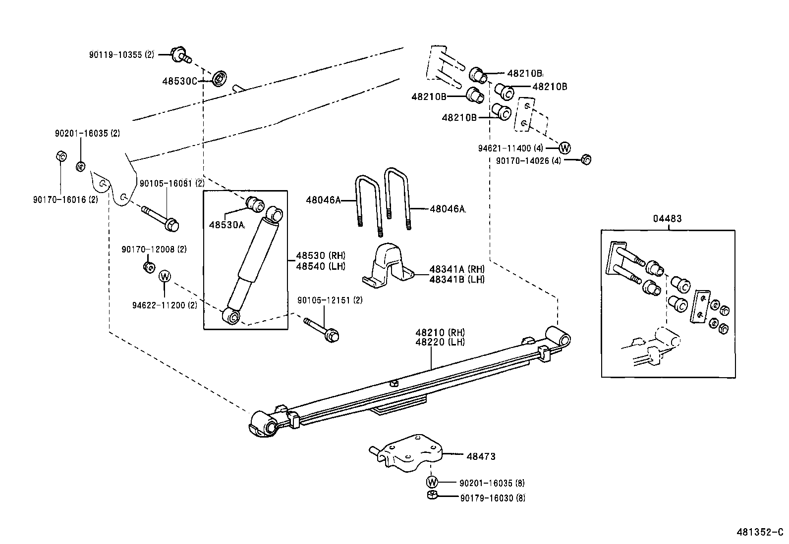 04483-25030 SHACKLE KIT, REAR SPRING product image