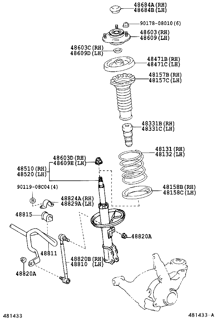 48044-12100 SEAT, FRONT COIL SPRING, UPPER RH product image