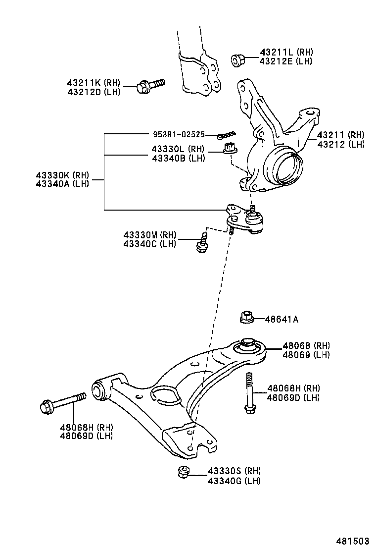 48069-02021 ARM SUB-ASSY, FRONT SUSPENSION, LOWER NO.1 LH product image