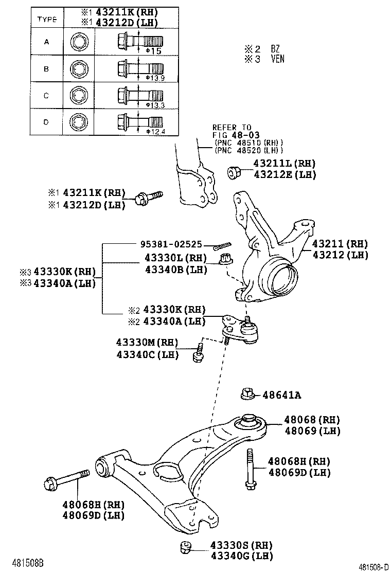43211-02110 KNUCKLE, STEERING, RH product image