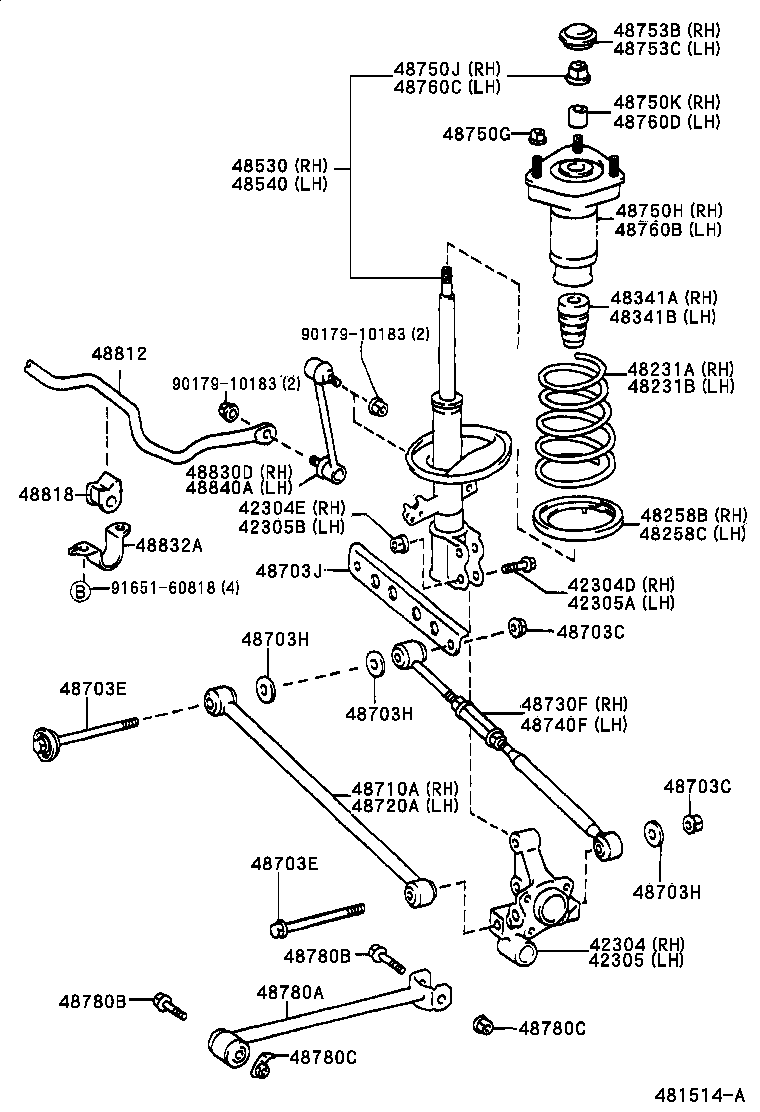 42304-06030 CARRIER SUB-ASSY, REAR AXLE, RH product image