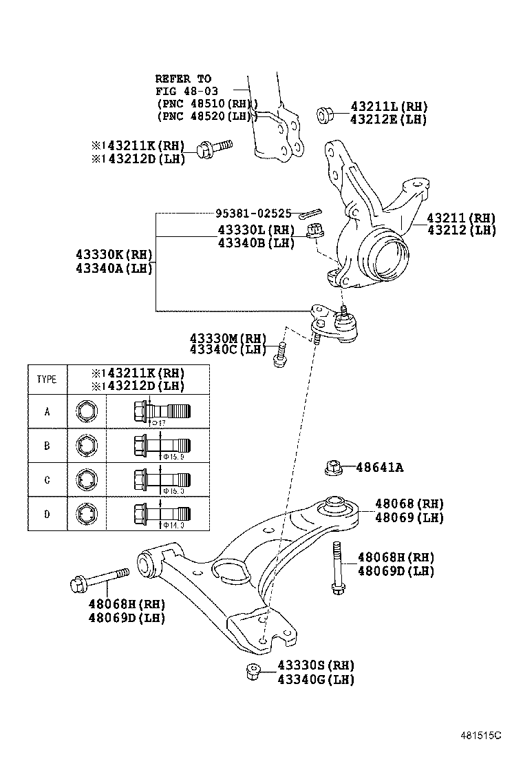 48069-02020 ARM SUB-ASSY, FRONT SUSPENSION, LOWER NO.1 LH product image