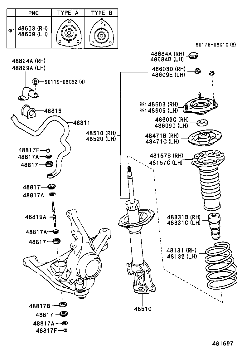 48510-59855 ABSORBER ASSY, SHOCK, FRONT RH product image