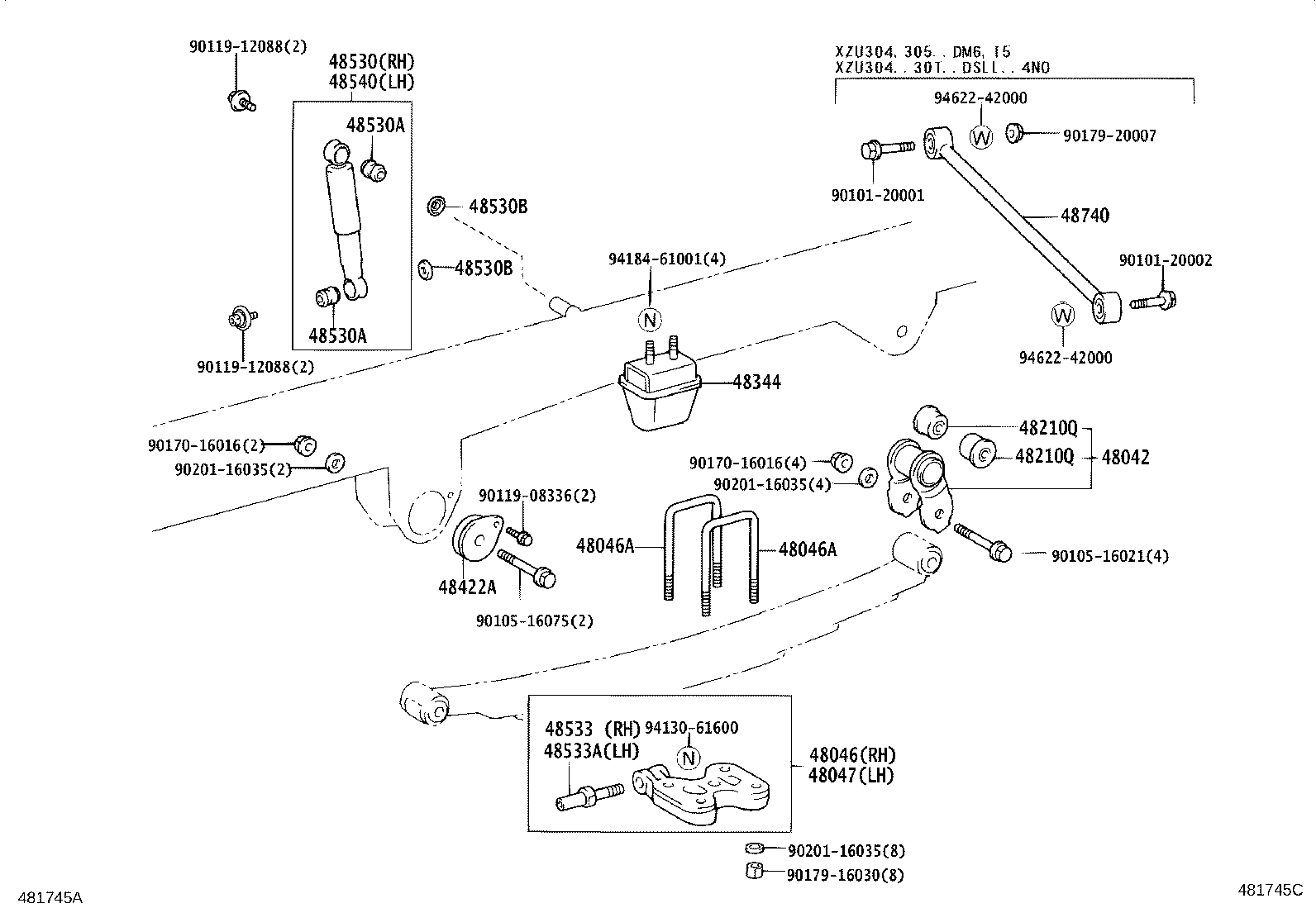 48046-37150 SEAT SUB-ASSY, SPRING U BOLT, RH product image