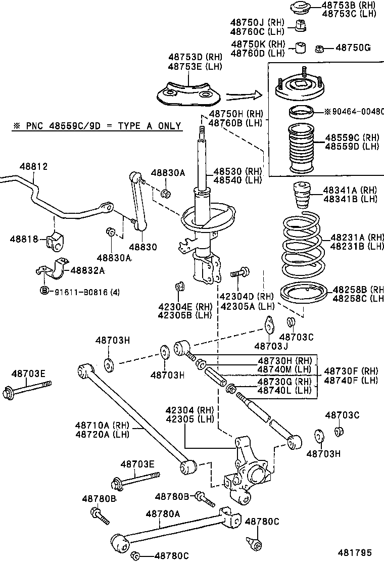 42304-05041 CARRIER SUB-ASSY, REAR AXLE, RH product image