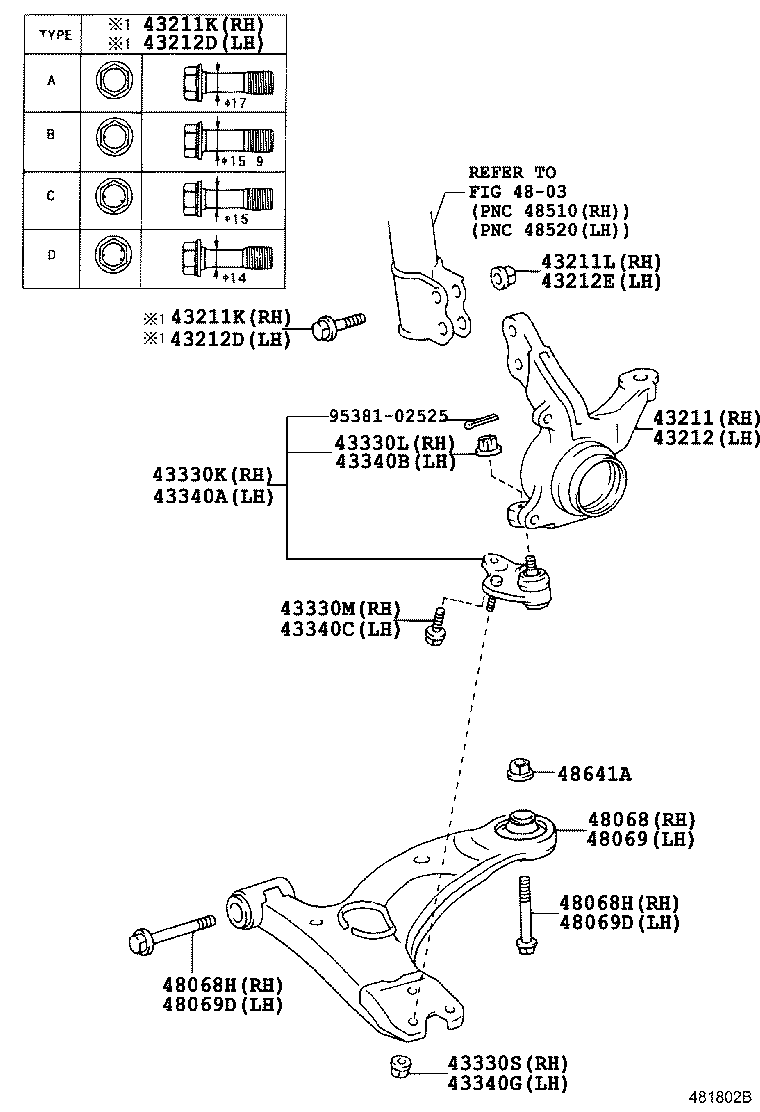 90105-17009 BOLT (FOR STEERING KNUCKLE RH) product image
